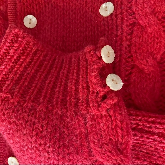 Vintage Robert Scott Ltd Pink Shetland Wool Cardigan Sz L CableKnit Sweater - Picture 8 of 9